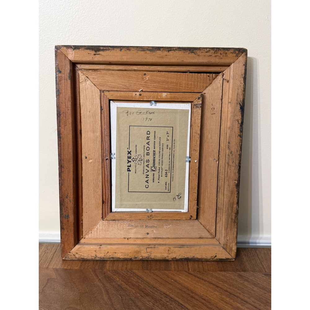 Vintage 1971 Bev Erickson Floral Oil Painting Signed Framed Mid Century Art 5x7 - Picture 2 of 12